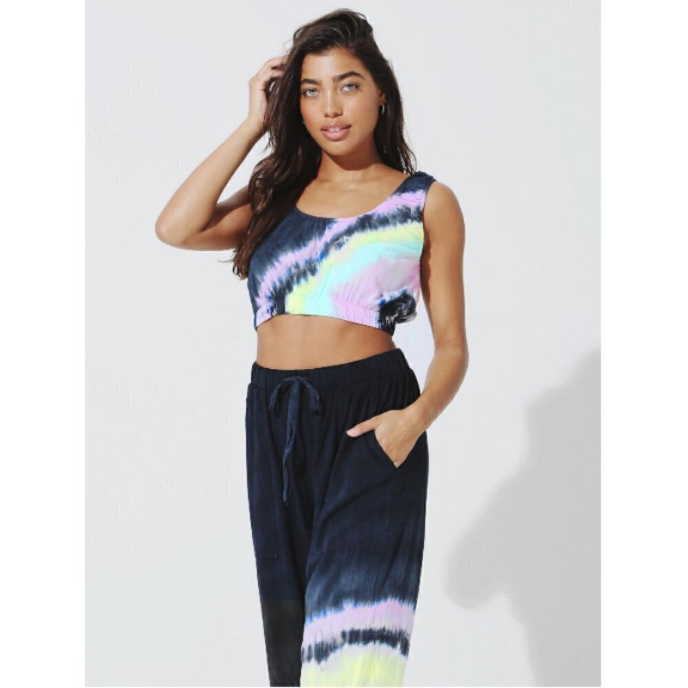 💕ELECTRIC & ROSE💕 Linda Crop Top ~ Onyx Lavender Glow Tie Dye Pattern XS NWT - Picture 5 of 14